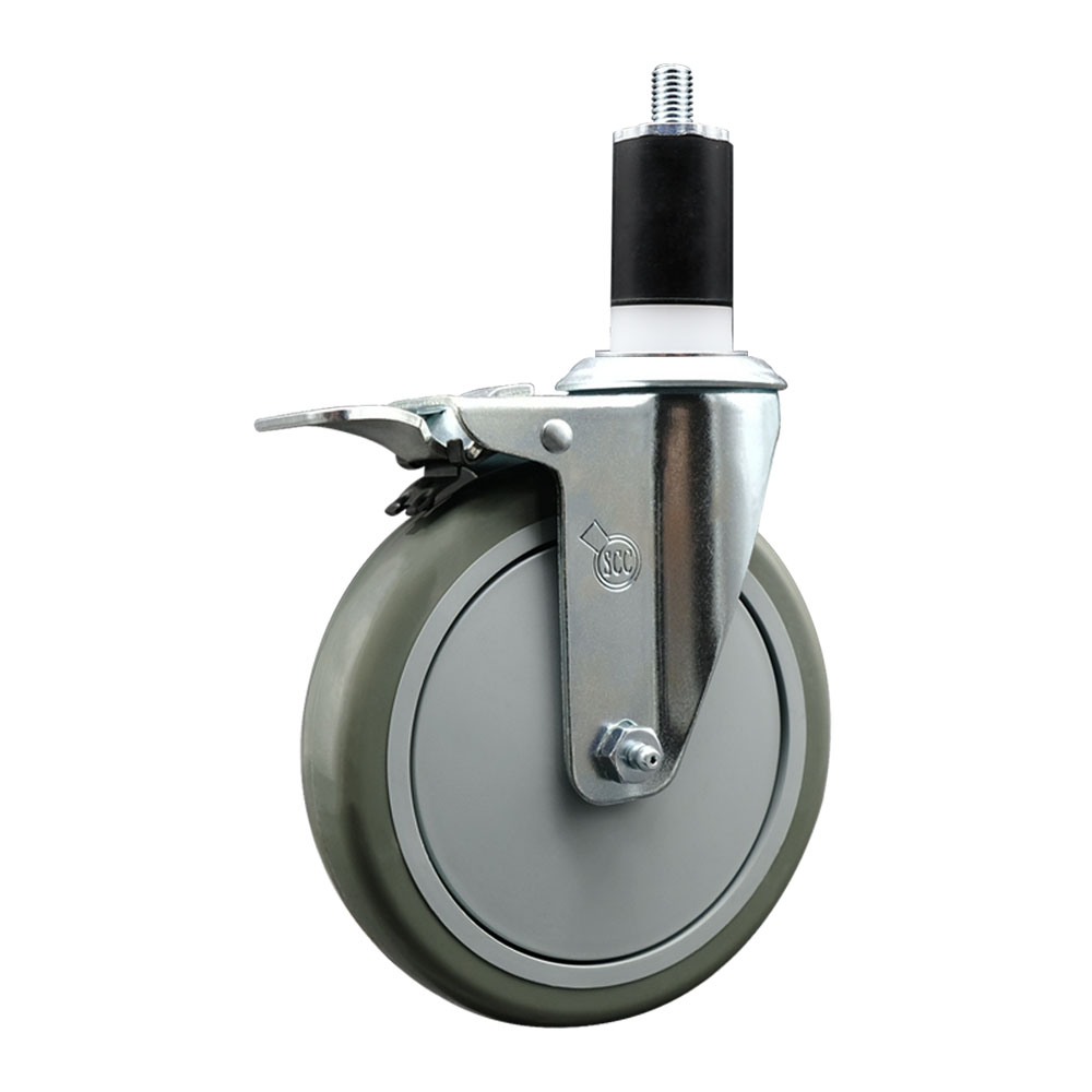 SCC-EXTTL20S614-PPUB-112 Polyurethane Expanding Stem Swivel Caster with 6 in. Gray Wheel & 1.5 in. Stem & Total Locking Brake