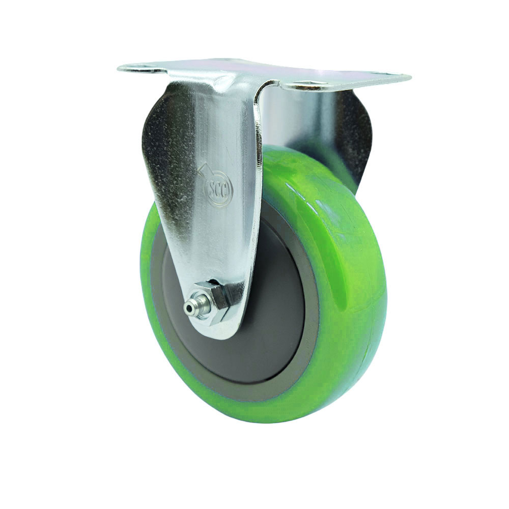 SCC-20R414-PPUB-GRN-TP2 Rigid Caster with 4 in. Green Polyurethane Wheel, 3.13 x 4.13 in. Overall Top Plate