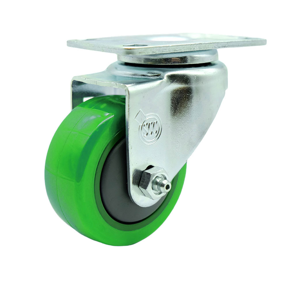 Polyurethane Swivel Caster - Green - 3 in. Wheel - 300 lbs Capacity