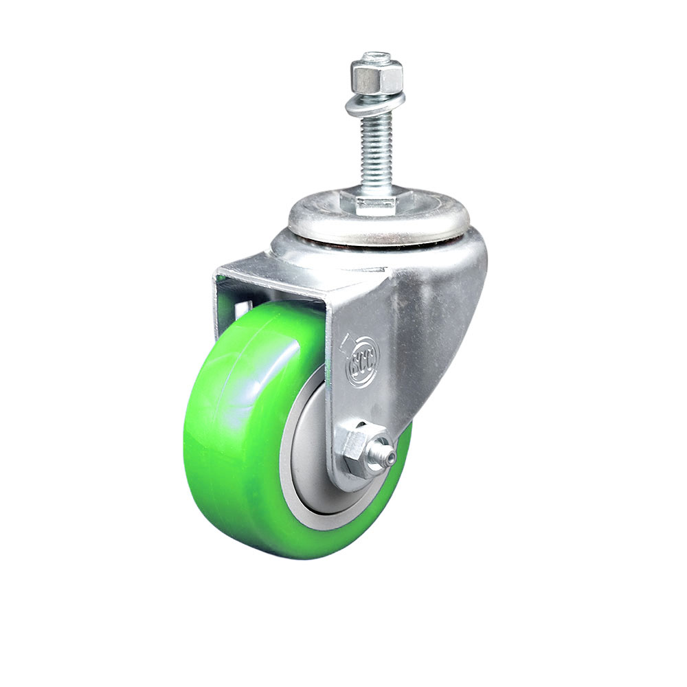 SCC-TS20S3514-PPUB-GRN-381615 Polyurethane Swivel Threaded Stem Caster with 3.5 x 1.25 in. Green Wheel & 0.38 in. Stem