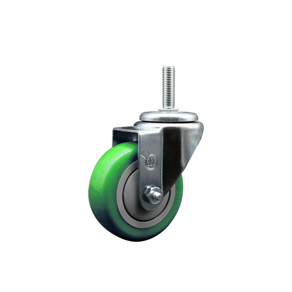 SCC-TS20S3514-PPUB-GRN-58212 Polyurethane Swivel Threaded Stem Caster with 3.5 x 1.25 in. Green Wheel & 0.63 in. Stem