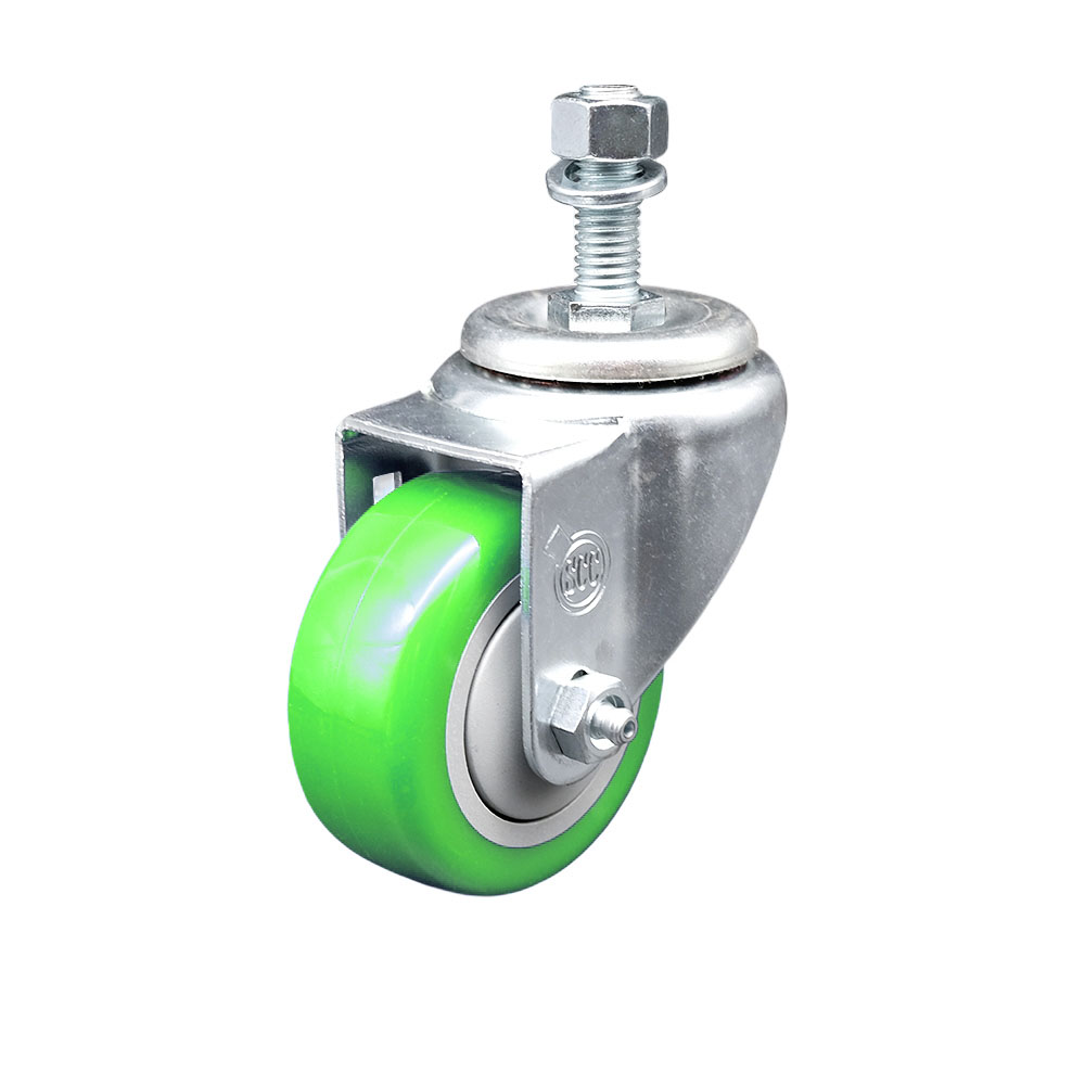 SCC-TS20S3514-PPUB-GRN-M1215 Polyurethane Swivel Threaded Stem Caster with 3.5 x 1.25 in. Green Wheel & 12 mm Stem