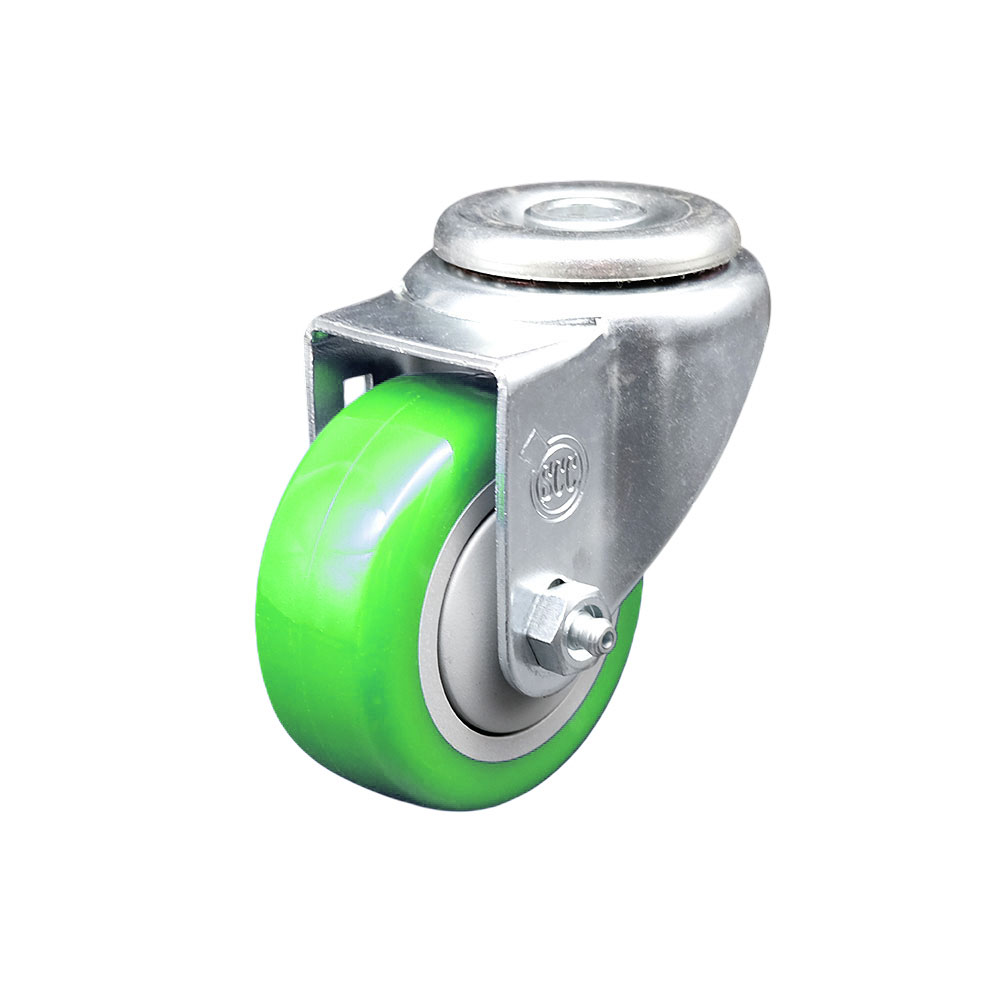 SCC-SSBH20S3514-PPUB-GRN Stainless Steel Polyurethane Swivel Bolt Hole Caster with 3.5 x 1.25 in. Green Wheel