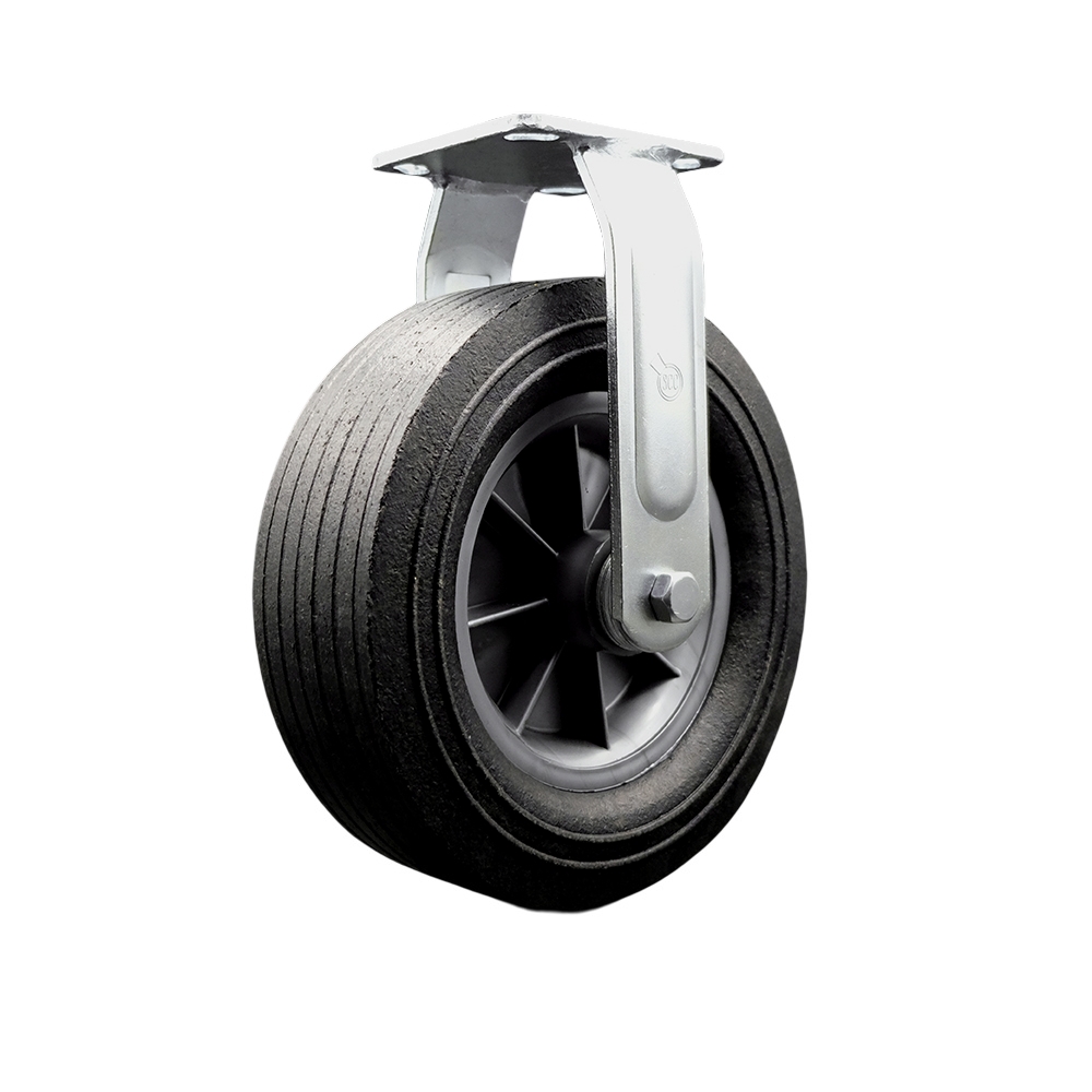 SCC-100R1030-SNB 10 in. Solid Rubber Wheel Rigid Semi Pneumatic Caster, Black