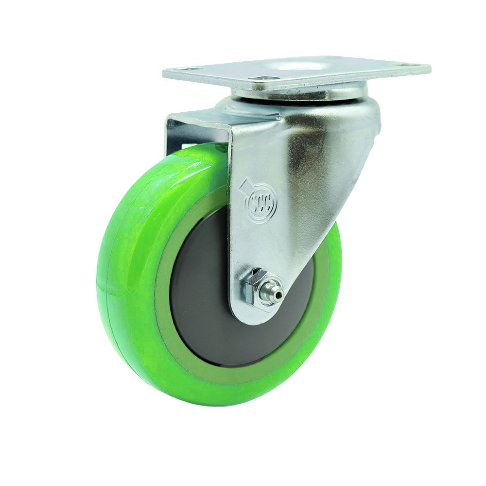 Polyurethane Swivel Caster - Green - 4 in. Wheel - 350 lbs Capacity