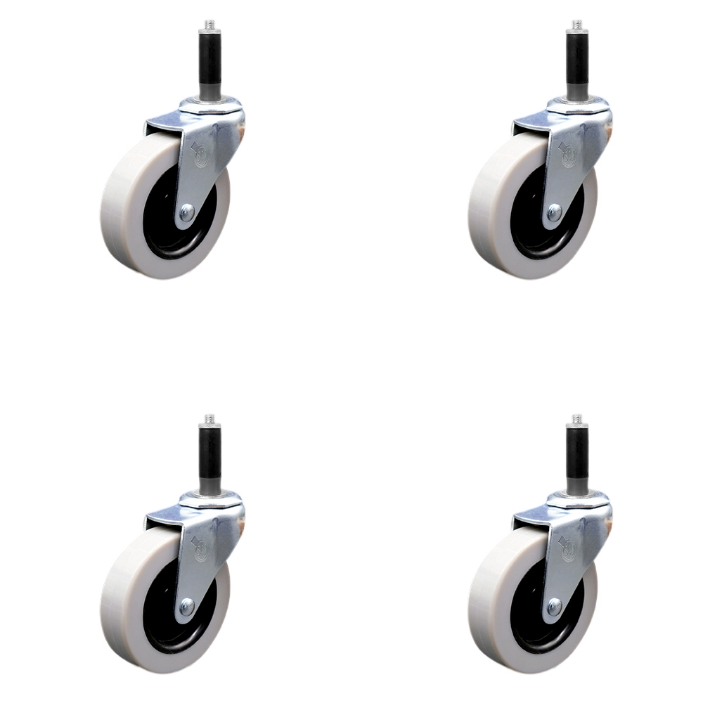 SCC-EX05S310-TPRS-78-4 3 in. Swivel Thermoplastic Rubber Caster Wheels & 0.875 in. Expanding Adapter Stem Casters - Set of 4
