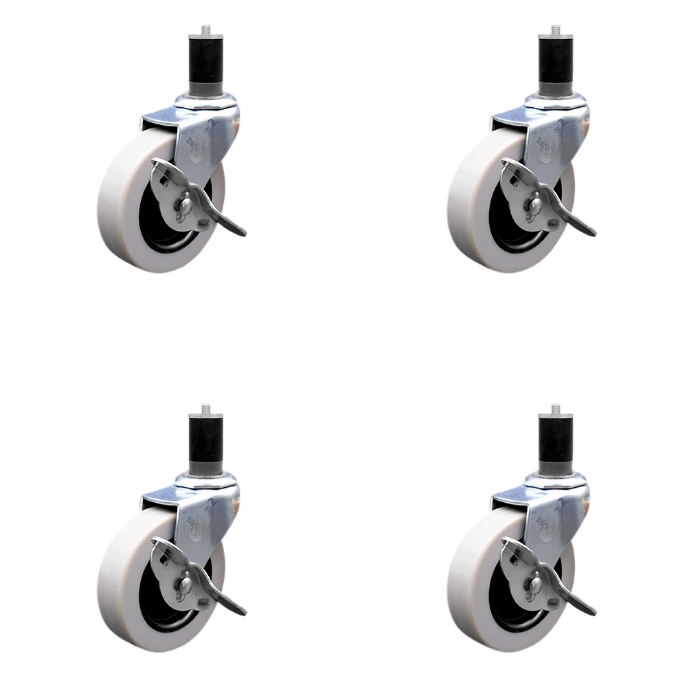 SCC-EX05S310-TPRS-SLB-158-4 3 in. Swivel Thermoplastic Rubber Caster Wheels & 1.63 in. Expanding Adapter Stem Casters & Brakes - Set of 4