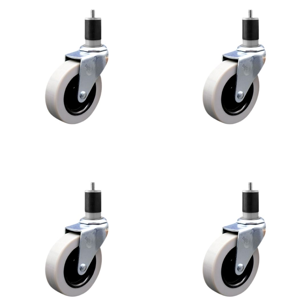 SCC-EX05S310-TPRS-178-4 3 in. Swivel Thermoplastic Rubber Caster Wheels & 1.87 in. Expanding Adapter Stem Casters - Set of 4