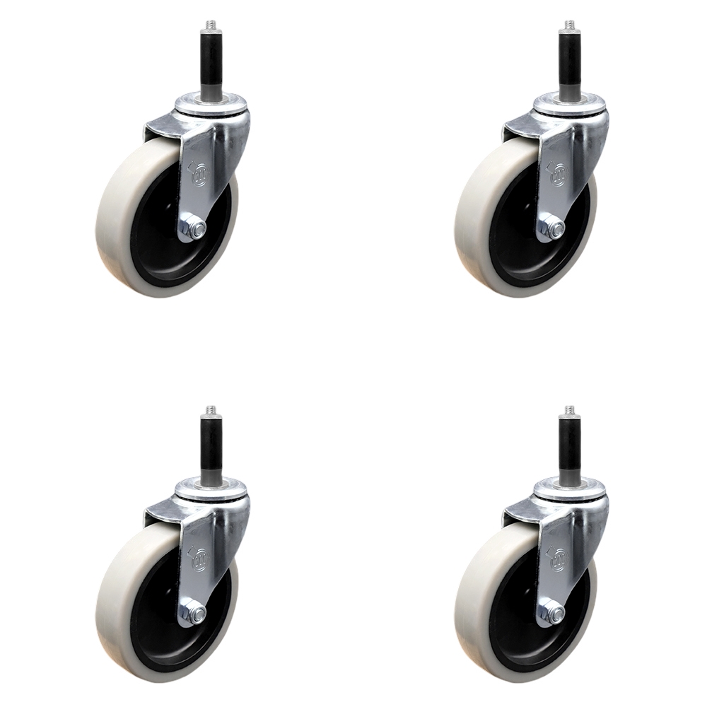 SCC-EX05S410-TPRS-78-4 4 in. Swivel Thermoplastic Rubber Caster Wheels & 0.875 in. Expanding Adapter Stem Casters - Set of 4