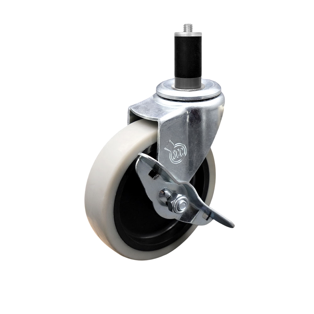 SCC-EX05S410-TPRS-SLB-138 4 in. Swivel Thermoplastic Rubber Caster Wheel & 1.38 in. Expanding Adapter Stem Caster & Brake
