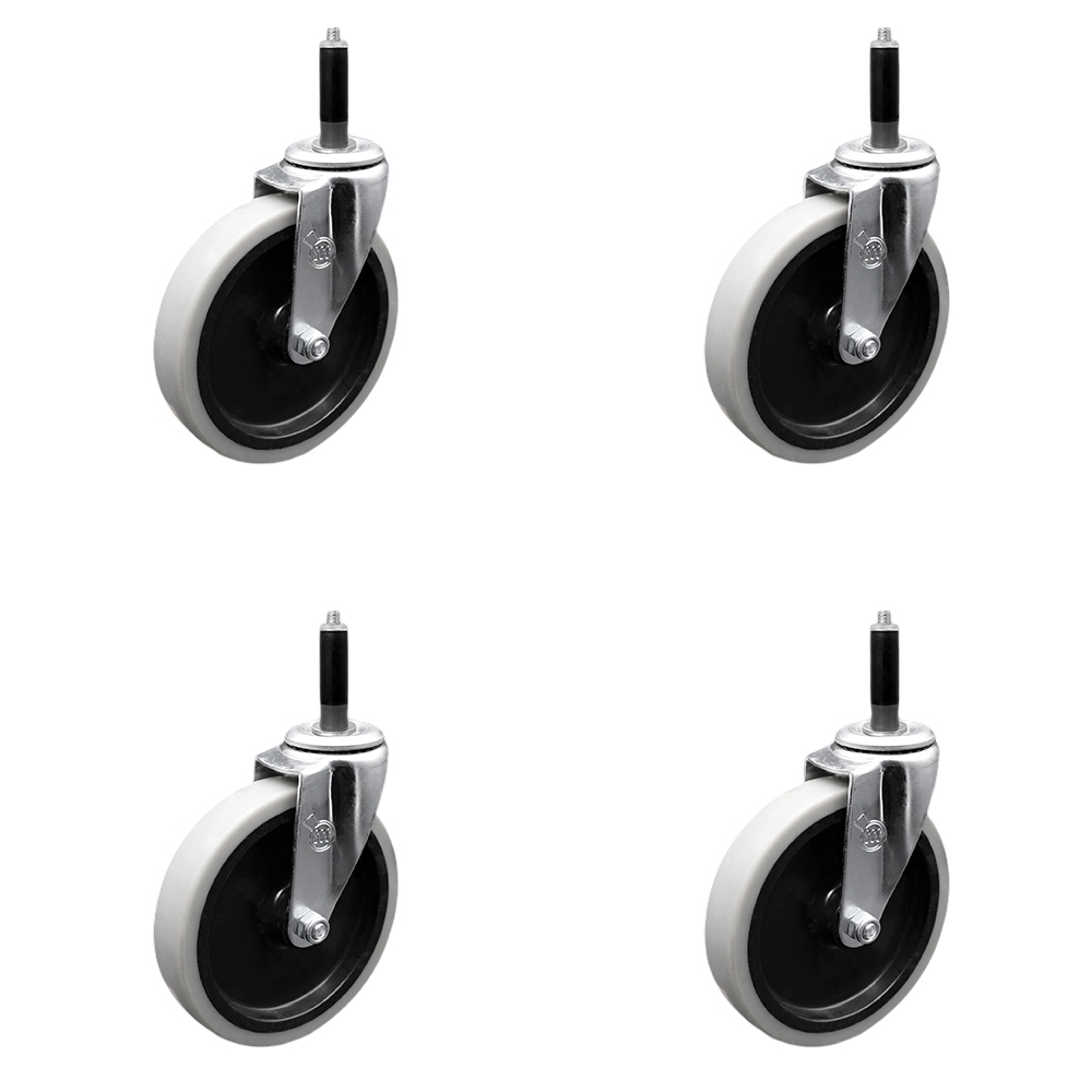 SCC-EX05S510-TPRS-34-4 5 in. Swivel Thermoplastic Rubber Caster Wheels & 0.75 in. Expanding Adapter Stem Casters - Set of 4