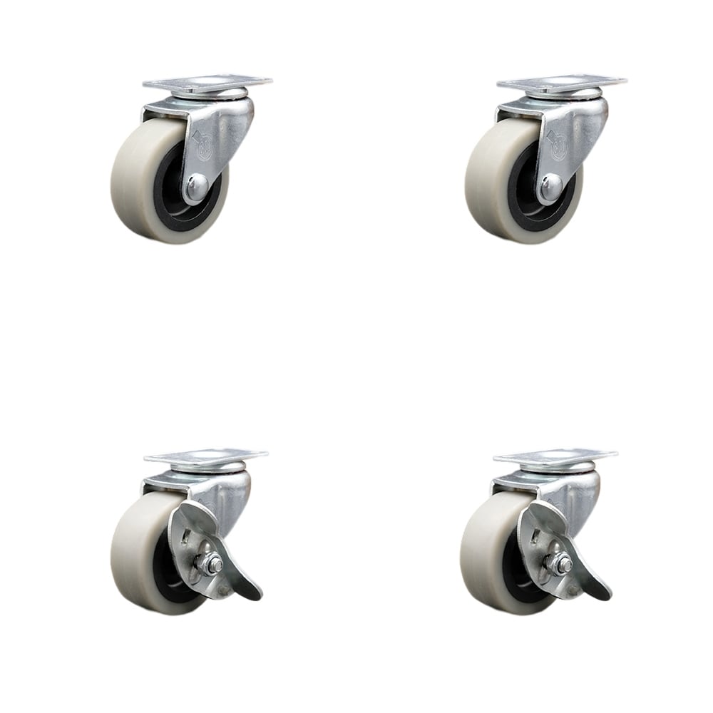 SCC-05S210-TPRS-2-SLB-2 2 in. Swivel Top Plate Thermoplastic Rubber Casters - Set of 4