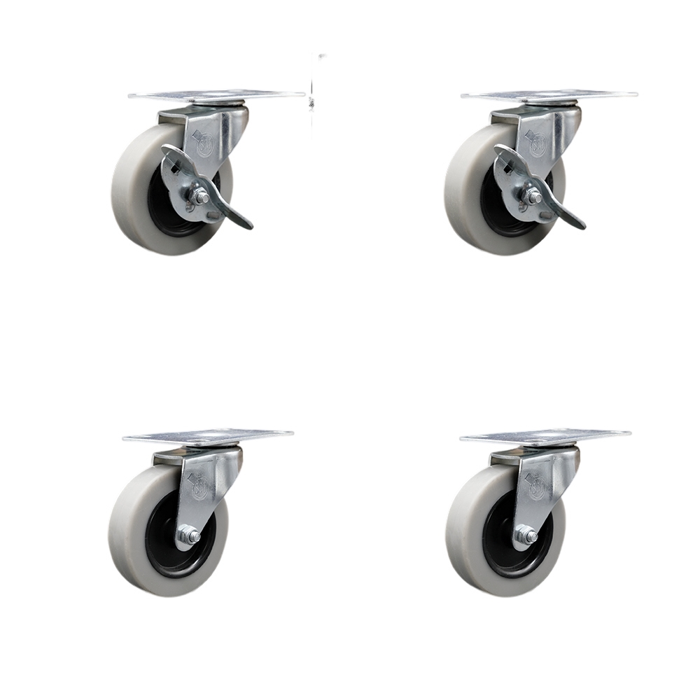 SCC-05S310-TPRS-SLB-TP2-2-S-2 3 in. Thermoplastic Rubber Casters - 2.38 in. by 3.63 in. Overall Top Plate - Set of 4