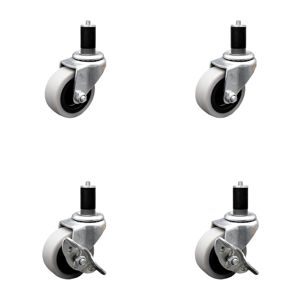 SCC-EX05S210-TPRS-112-2-SLB-2 2 in. Swivel Thermoplastic Rubber Casters, 1.5 in. Expanding Adapter Stem Casters - Set of 4
