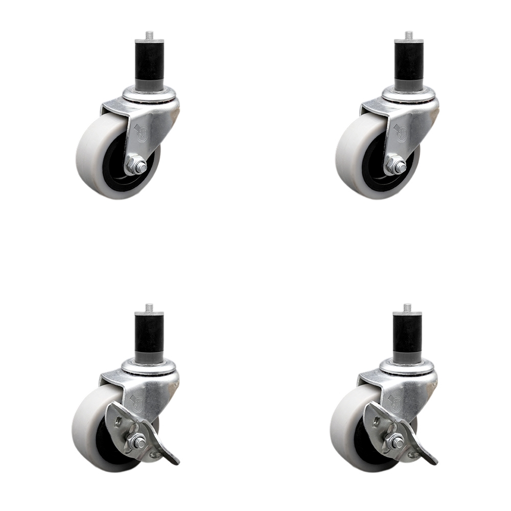 SCC-EX05S210-TPRS-158-2-SLB-2 2 in. Swivel Thermoplastic Rubber Casters, 1.63 in. Expanding Adapter Stem Casters - Set of 4