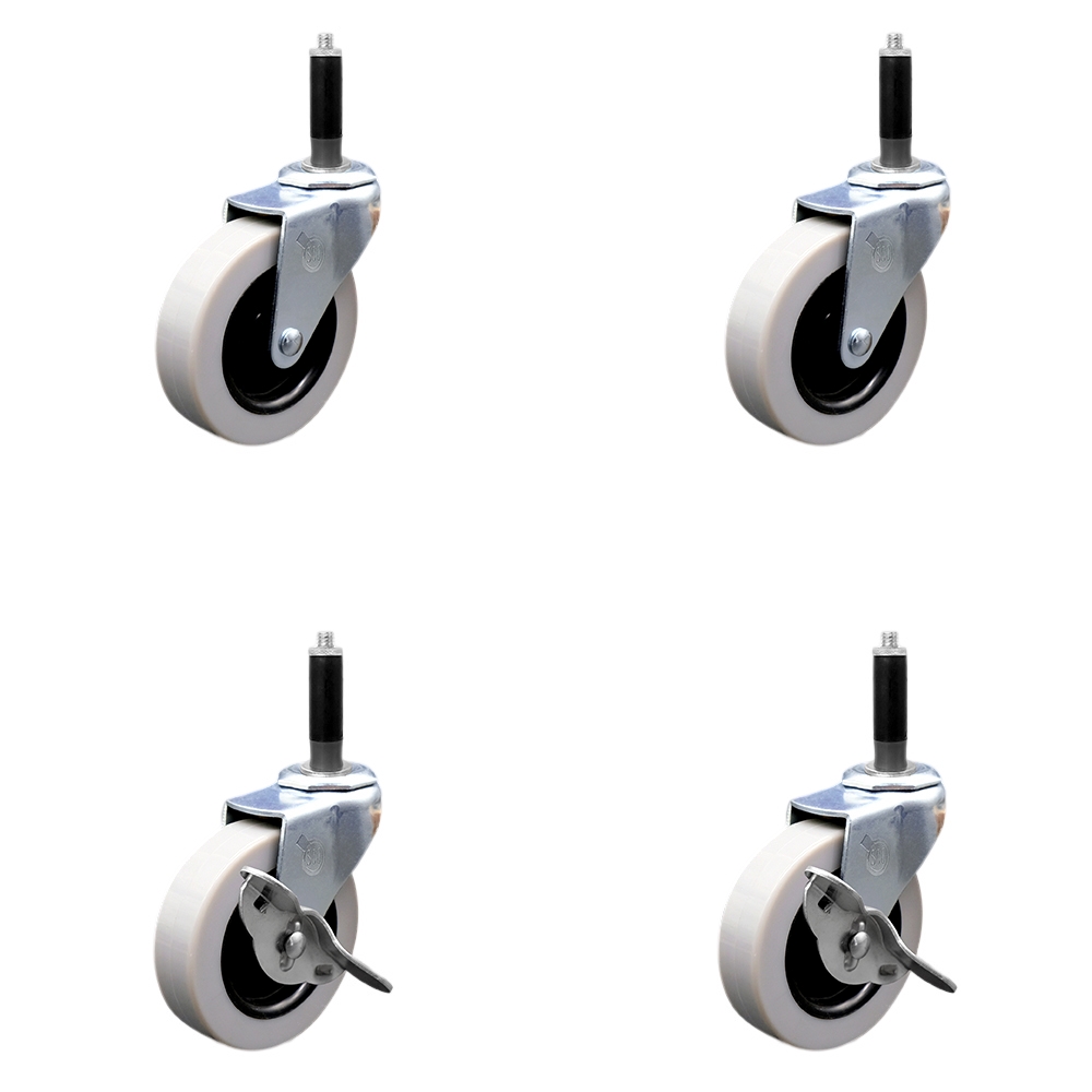 SCC-EX05S310-TPRS-34-2-SLB-2 3 in. Swivel Thermoplastic Rubber Casters, 0.75 in. Expanding Adapter Stem Casters - Set of 4