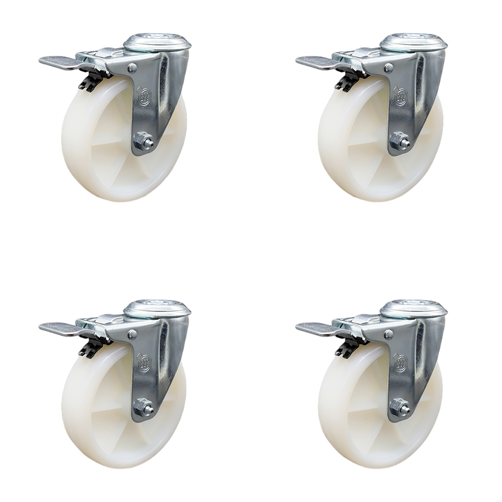 SCC-SSBHTTL20S514-NYS-4 Stainless Steel Nylon Swivel Bolt Hole Caster with 5 x 1.25 in. White Wheels - Set of 4