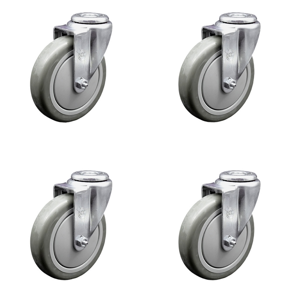SCC-BH20S514-PPUB-4 Polyurethane Swivel Bolt Hole Caster with 5 x 1.25 in. Gray Wheels - Set of 4