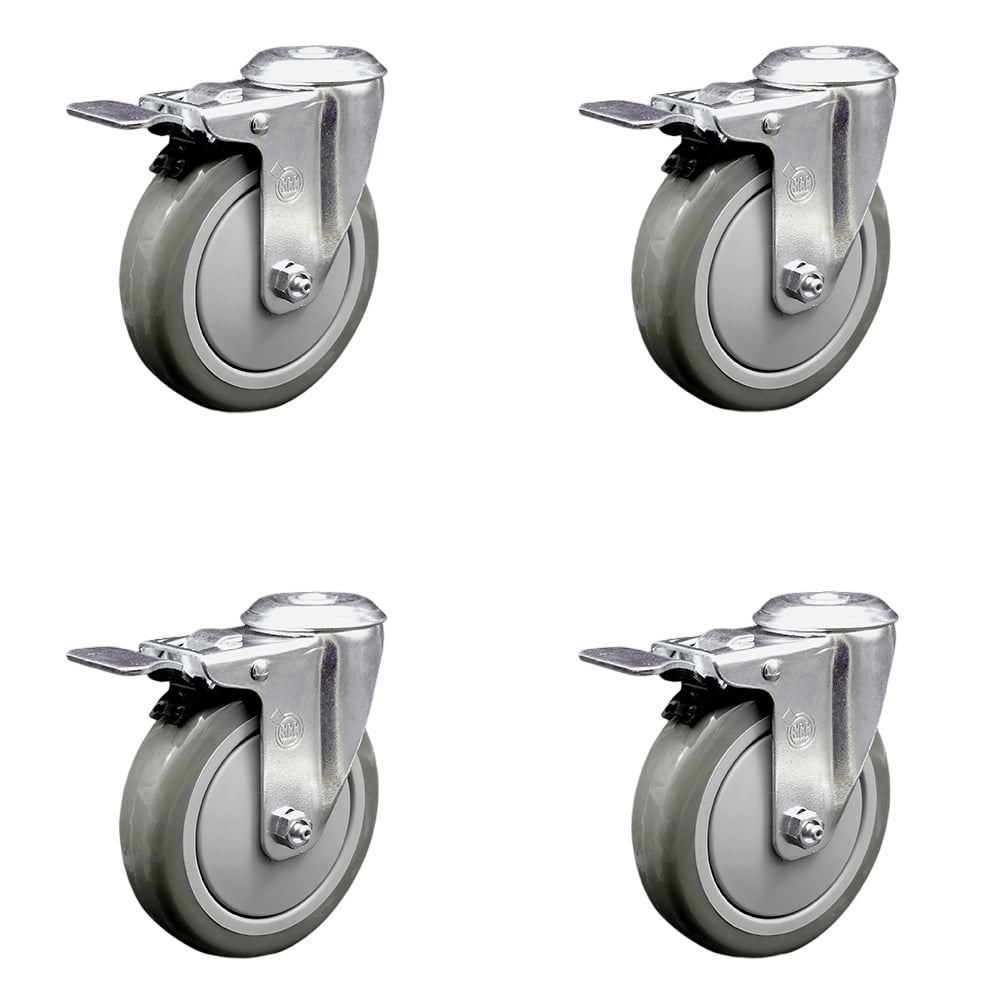 SCC-BHTTL20S514-PPUB-4 Polyurethane Swivel Bolt Hole Caster with 5 x 1.25 in. Gray Wheels - Set of 4