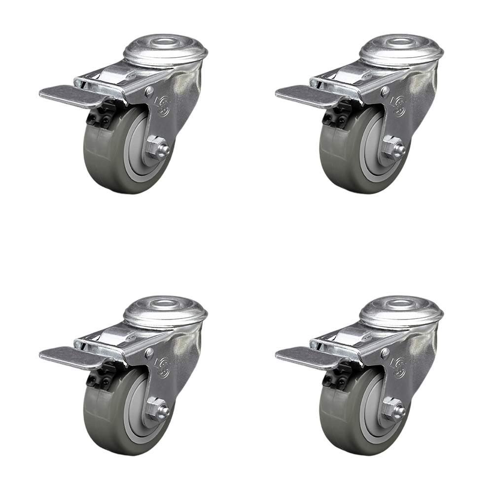 SCC-BHTTL20S3514-PPUB-4 Polyurethane Swivel Bolt Hole Caster with 3.5 x 1.25 in. Gray Wheels - Set of 4