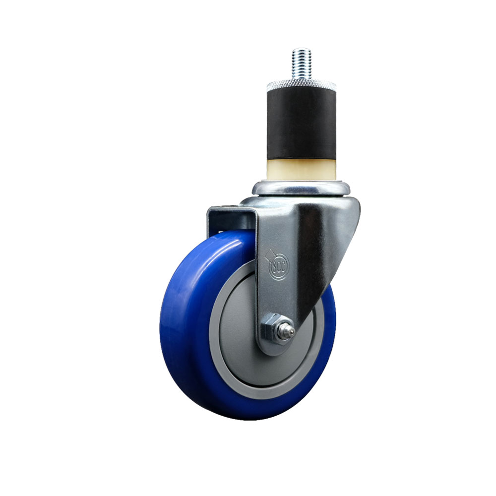 SCC-EX20S414-PPUB-BLUE-178 Polyurethane Expanding Stem Swivel Caster with 4 in. Blue Wheel & 1.87 in. Stem
