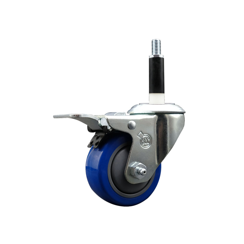 SCC-EXTTL20S314-PPUB-BLUE-78 Polyurethane Expanding Stem Swivel Caster with 3 in. Blue Wheel & 0.87 in. Stem & Total Locking Brake