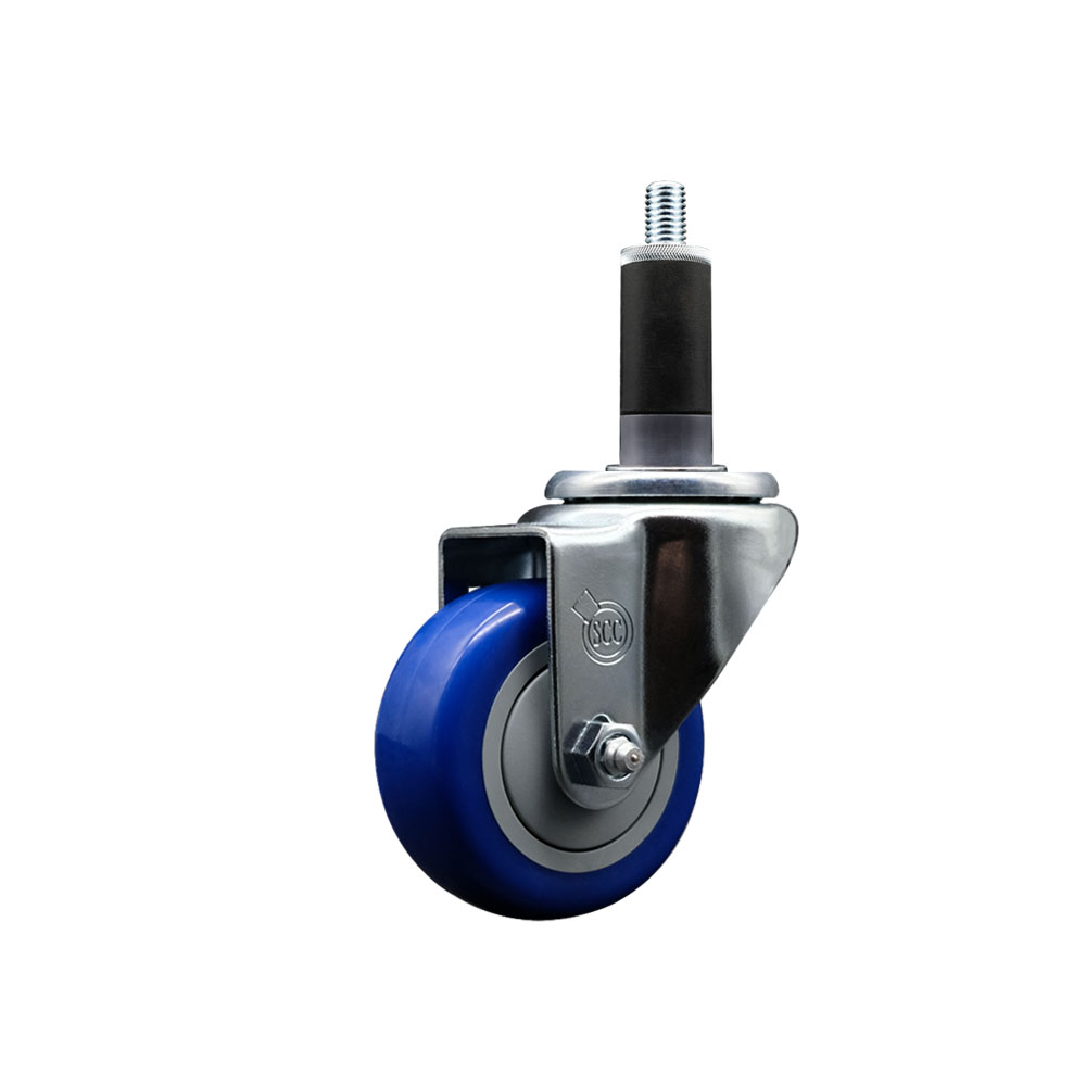 SCC-EX20S314-PPUB-BLUE-118 Polyurethane Expanding Stem Swivel Caster with 3 in. Blue Wheel & 1.13 in. Stem