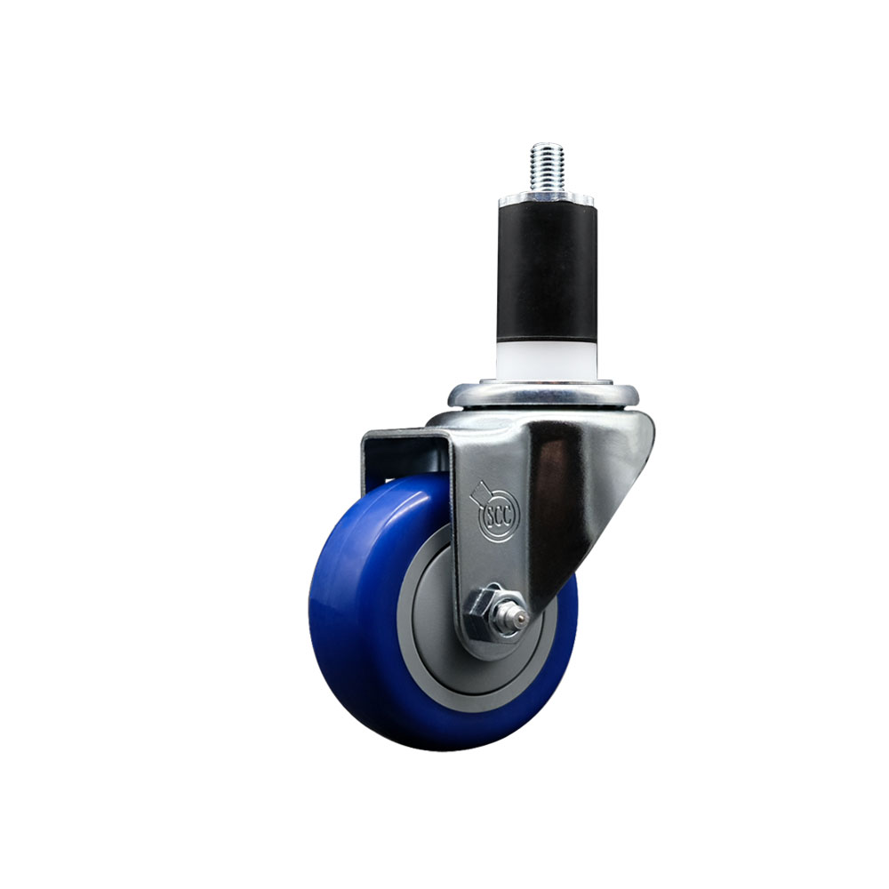 SCC-EX20S314-PPUB-BLUE-112 Polyurethane Expanding Stem Swivel Caster with 3 in. Blue Wheel & 1.5 in. Stem