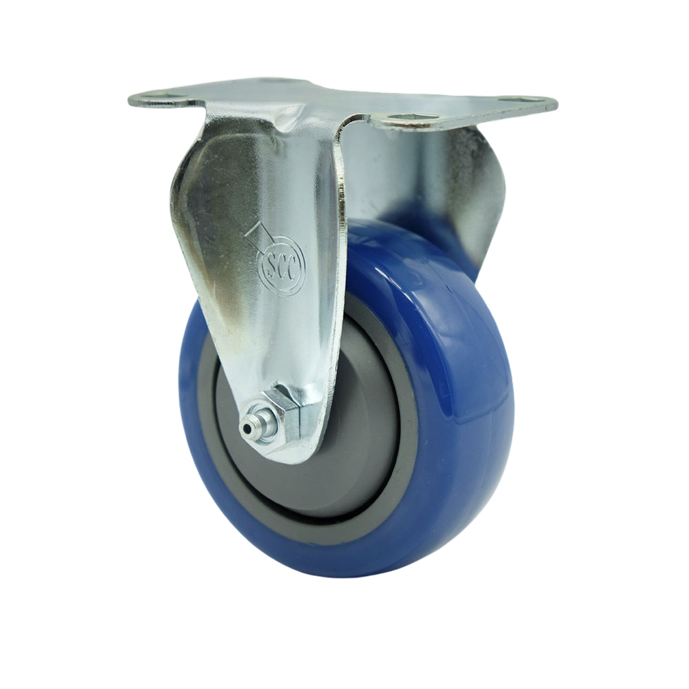 SCC-SS20R3514-PPUB-BLUE Stainless Steel Polyurethane Swivel Top Plate Rigid Caster with 3.5 x 1.25 in. Blue Wheel