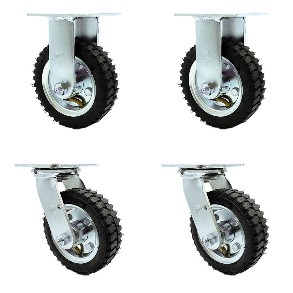 SCC-100S150-PNB-2-R150-2 6 in. Swivel Pneumatic Rubber Wheel Casters, Black - Set of 4