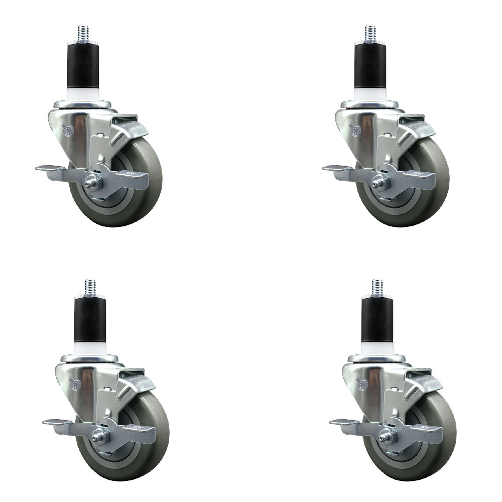 SCC-EX20S3514-PPUB-TLB-112-4 Polyurethane Swivel Expanding Stem Caster with 3.5 in. Gray Wheels & 1.5 in. Stems - Set of 4