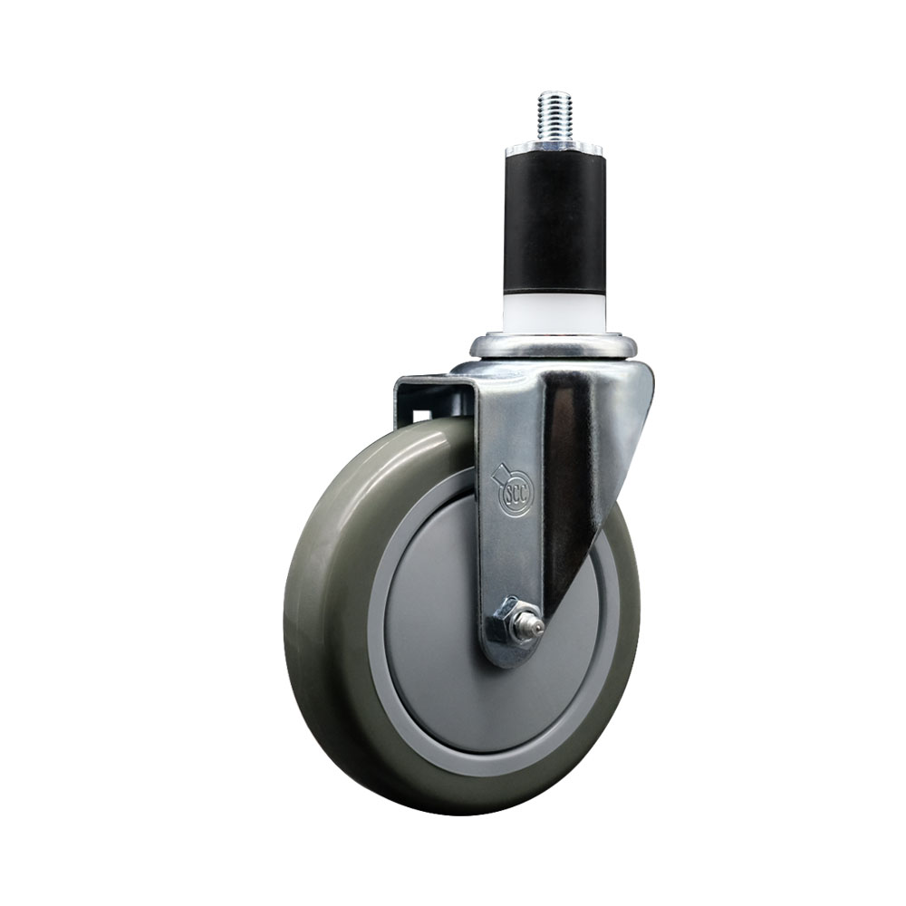 SCC-EX20S514-PPUB-112 Polyurethane Expanding Stem Swivel Caster with 5 in. Gray Wheel & 1.5 in. Stem