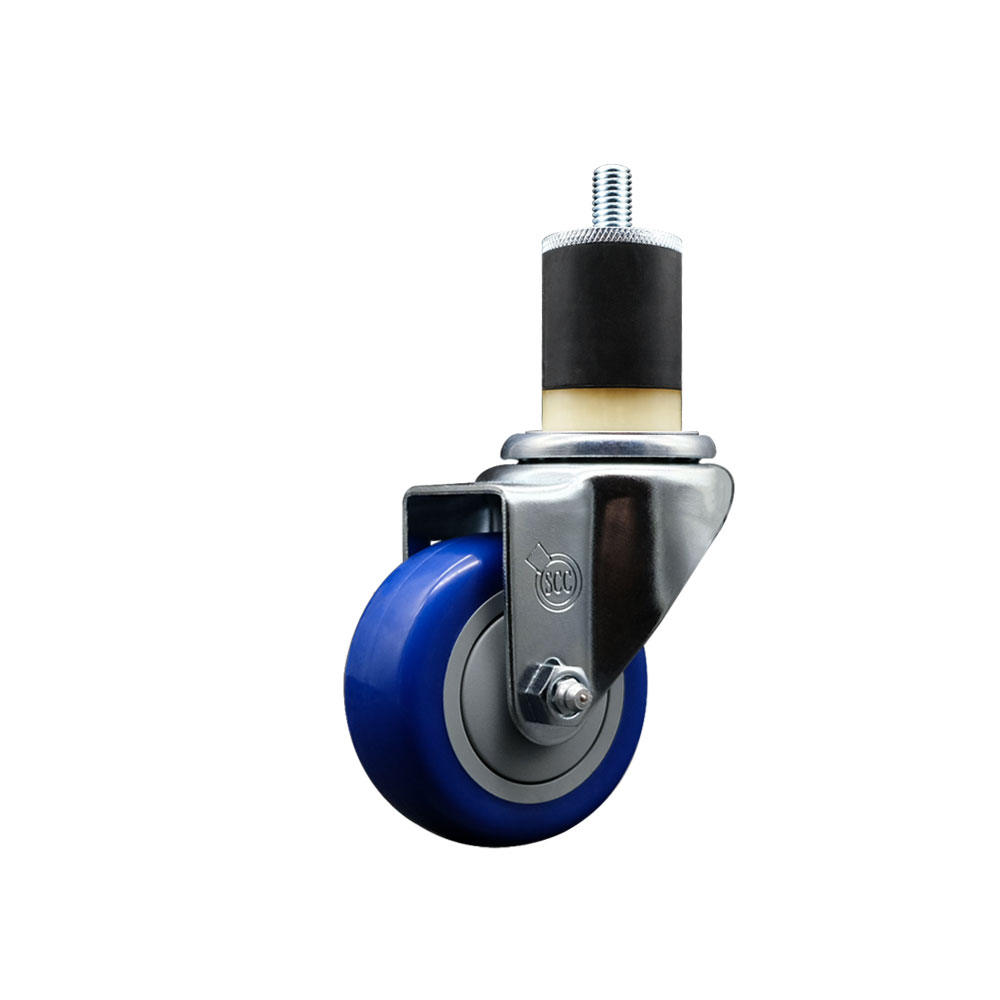 SCC-EX20S314-PPUB-BLUE-178 Polyurethane Expanding Stem Swivel Caster with 3 in. Blue Wheel & 1.87 in. Stem