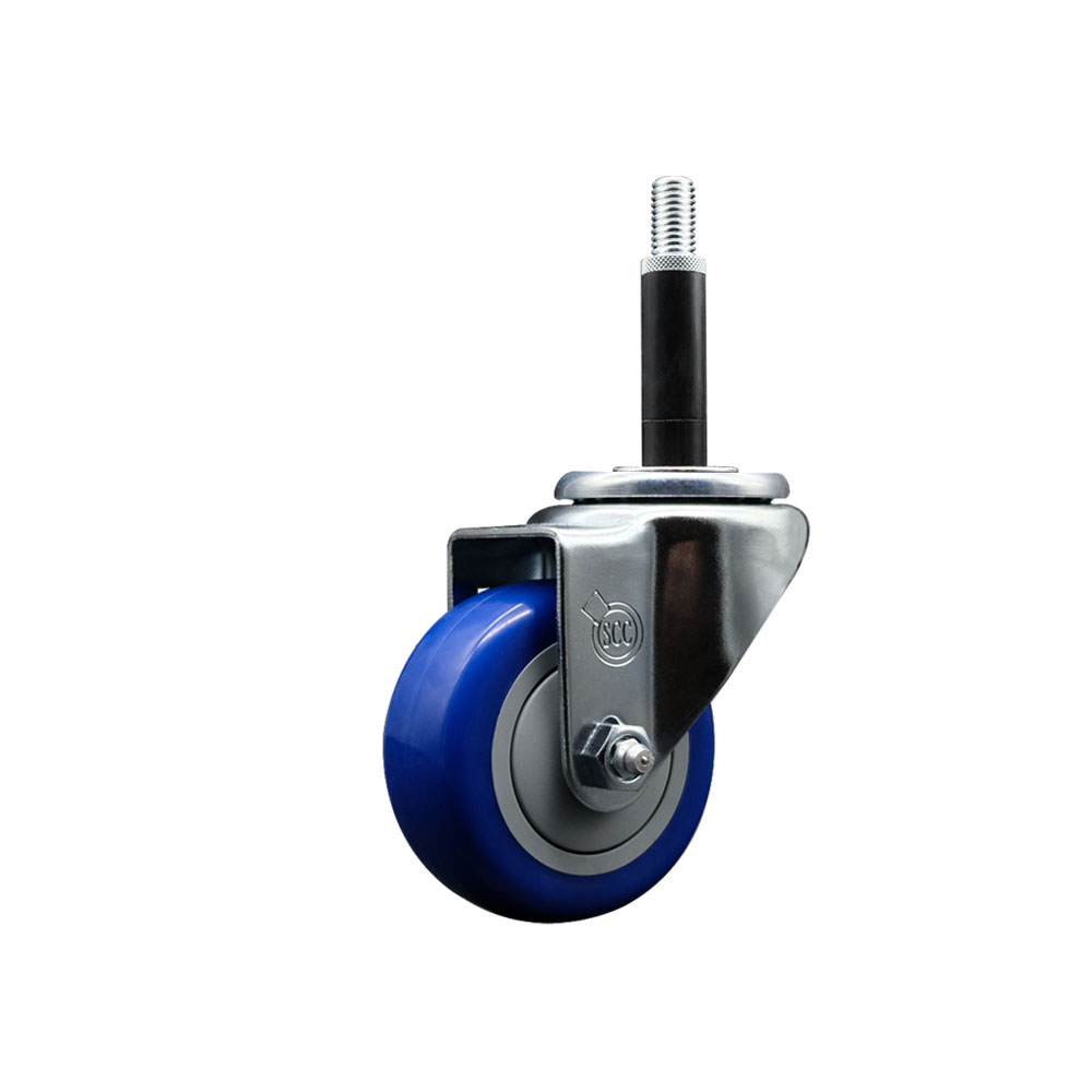 SCC-EX20S314-PPUB-BLUE-34 Polyurethane Expanding Stem Swivel Caster with 3 in. Blue Wheel & 0.75 in. Stem