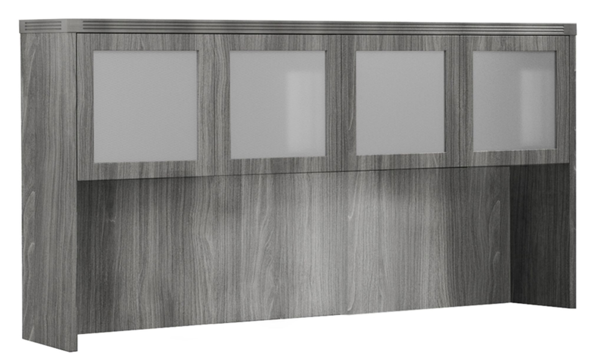 Picture of Mayline AHG72LGS Aberdeen Series Hutch with Glass Doors&#44; Grey Steel - 39.12 x 72 x 15 in.