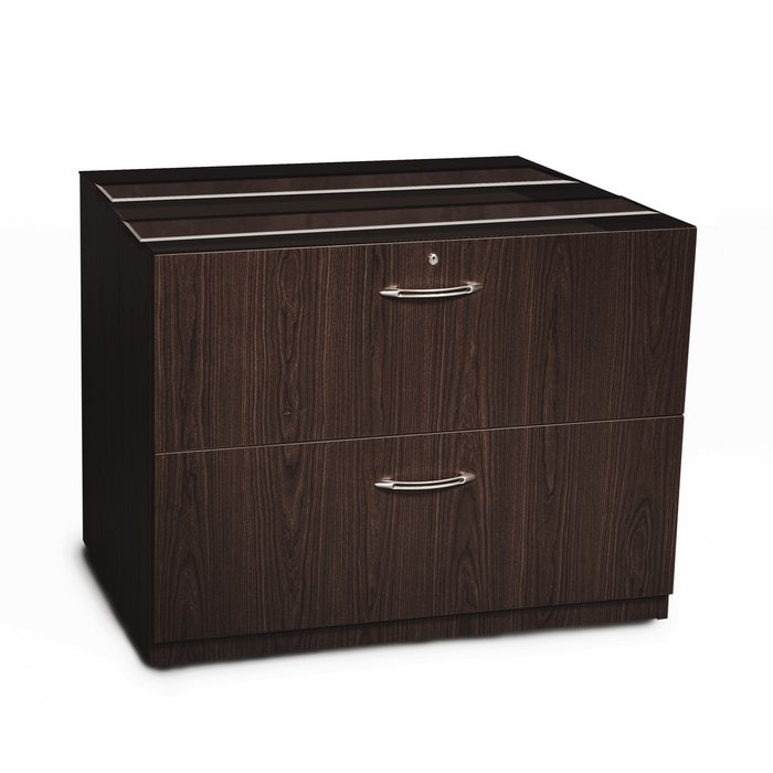 Picture of Mayline ACLF36LDC Aberdeen Credenza&#44; Return & Extended Corner Lateral File&#44; Mocha - 27.5 x 36 x 20 in.