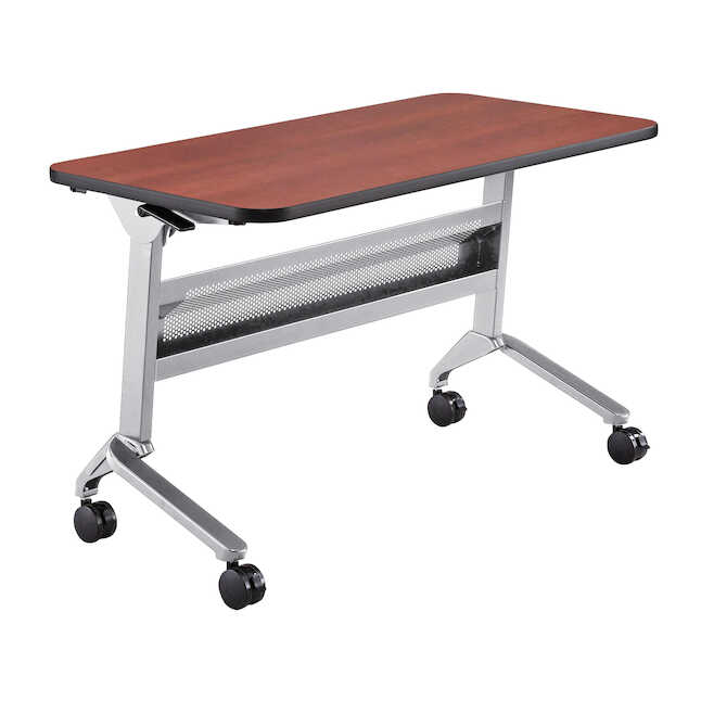 Safco LF2448TSLVLCRM Flip-N-Go Rectangular Training Table - Silver & Cherry - 29 x 48 x 24 in.