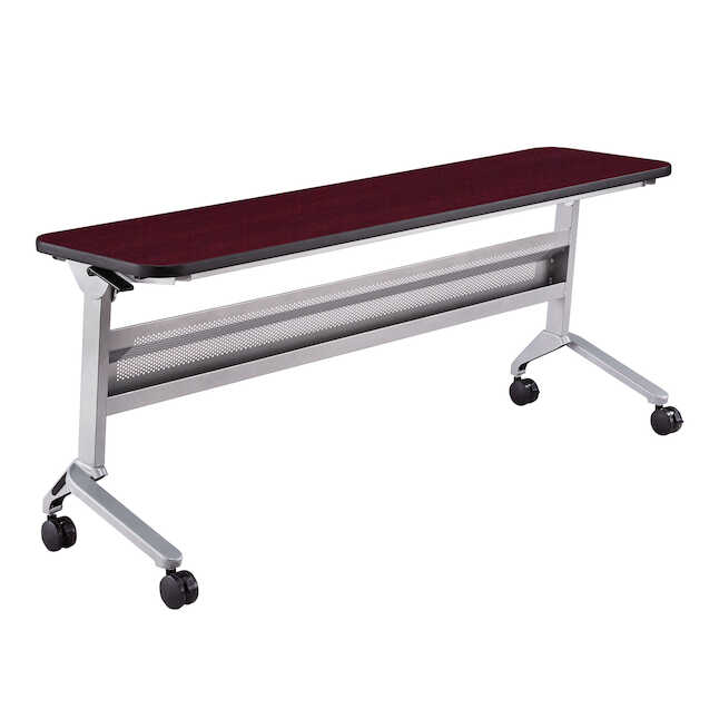 Safco LF1872TSLVRMH Flip-N-Go Rectangular Training Table - Silver & Regal Mahogany - 29 x 72 x 18 in.