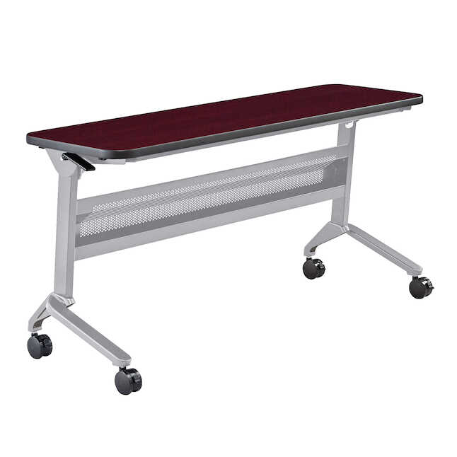 Flip-N-Go Rectangular Training Table - Silver & Regal Mahogany - 29 x 60 x 18 in.