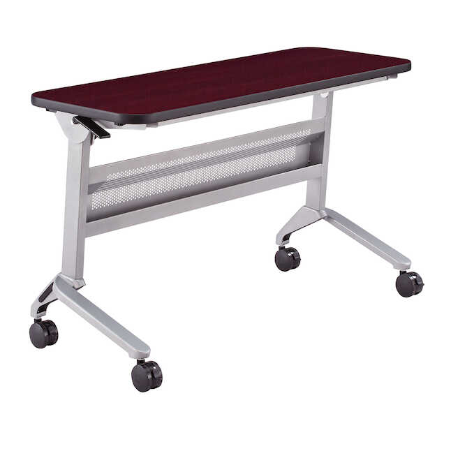 Flip-N-Go Rectangular Training Table - Silver & Regal Mahogany - 29 x 48 x 18 in.