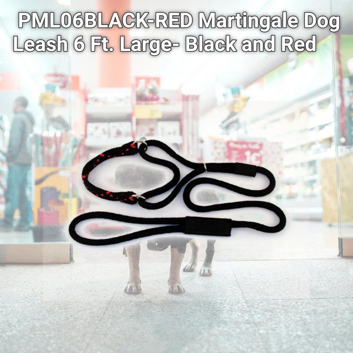 Picture of Soft Lines PML06BLACK-RED Martingale Dog Leash 6 Ft. Large- Black and Red