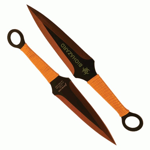 Safety Technology ST-TK2-107 BioHazard Throwing Knife, Black & Gold - 2 Piece