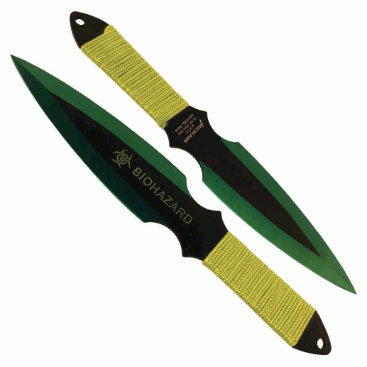 Safety Technology ST-TK2-108 BioHazard Throwing Knife, Green - 2 Piece