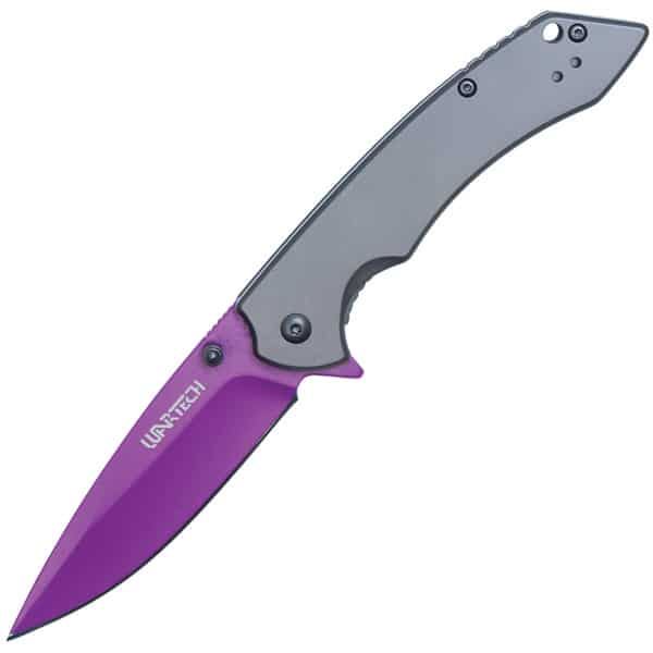 Safety Technology ST-FK-208 Assisted Open Folding Pocket Knife, Grey & Purple