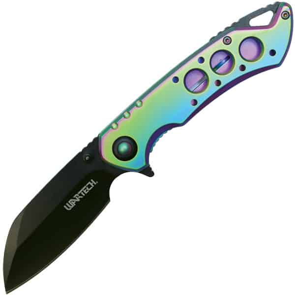 Safety Technology ST-FK-213 Assisted Open Folding Pocket Knife, Rainbow & Black