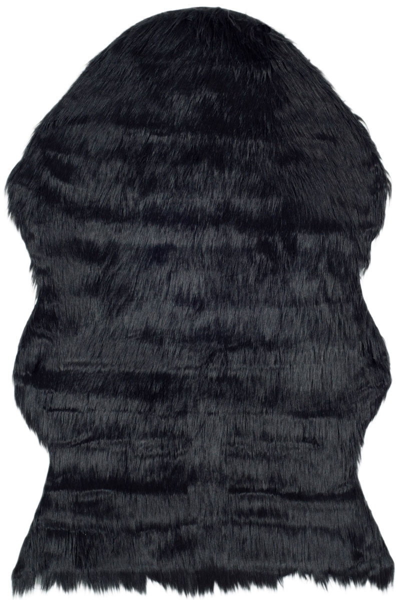 Picture of Safavieh FSS115B-3 Faux Sheep Skin Small Rectangle Rugs&#44; Black - 3 x 5 ft.