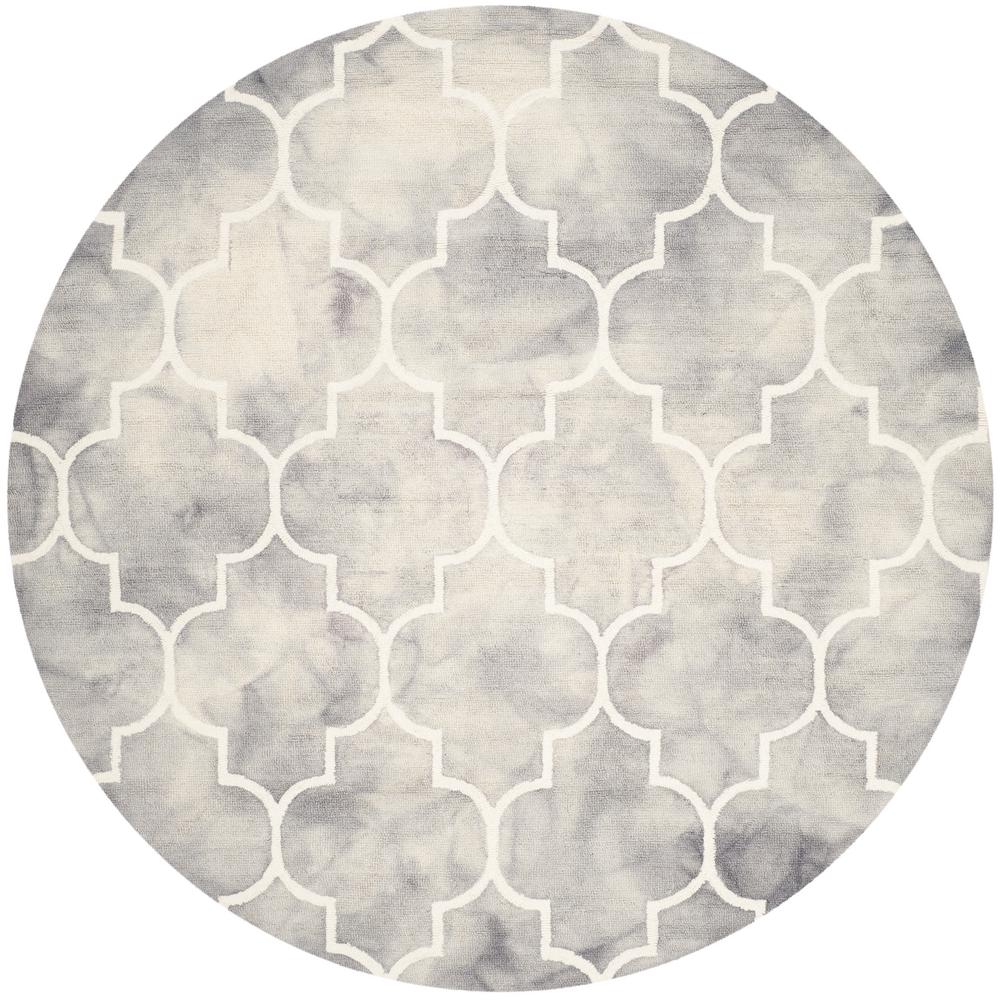 DDY535C-5R 5 x 5 ft. Dip Dye Hand Tufted Round Area Rug, Grey & Ivory -  Safavieh