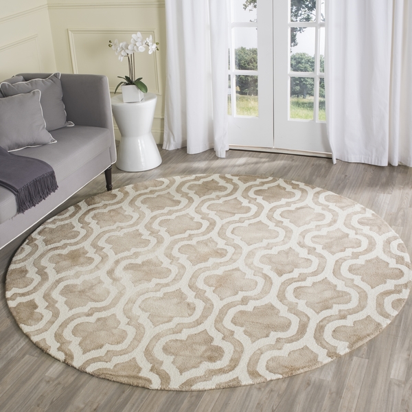 DDY537G-5R 5 x 5 ft. Dip Dye Hand Tufted Round Area Rug, Beige & Ivory -  Safavieh