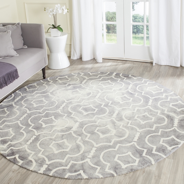 DDY538C-5R 5 x 5 ft. Dip Dye Hand Tufted Round Area Rug, Grey & Ivory -  Safavieh