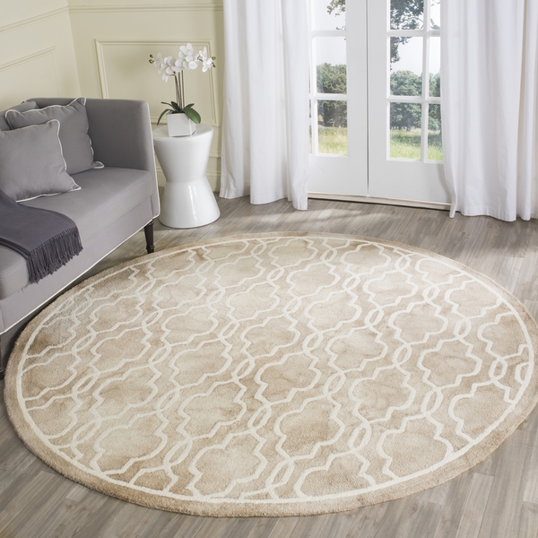 DDY539G-5R 5 x 5 ft. Dip Dye Hand Tufted Round Area Rug, Beige & Ivory -  Safavieh